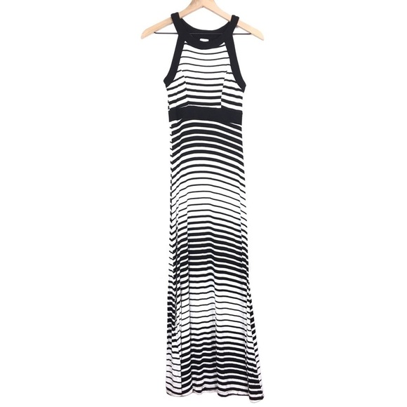MONTEAU Maxi Dress Striped Fitted Minimalist Long Sleeveless Strappy Size Small - Picture 12 of 12